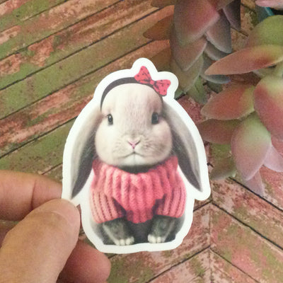 Bunny with Headband/Vinyl Sticker