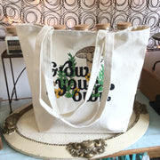 Grow Your Own/Farmer's Market Tote Bag :: Hand Painted by lydeen