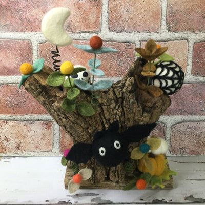 Bat, Ghost, Moon & Hiding Skully with Pumpkins/Halloween Treehouse by lydeen