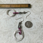 Peck/Leather & Metal Hoops Silver Earrings :: More Color Options