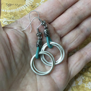 Peck/Leather & Metal Hoops Silver Earrings :: More Color Options