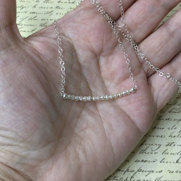 Sabrina/16” & 18” Pearl Bar Silver Necklace