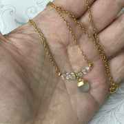 Isabella/18” Herkimer Diamond & Seafoam Chalcedony Gold Necklace
