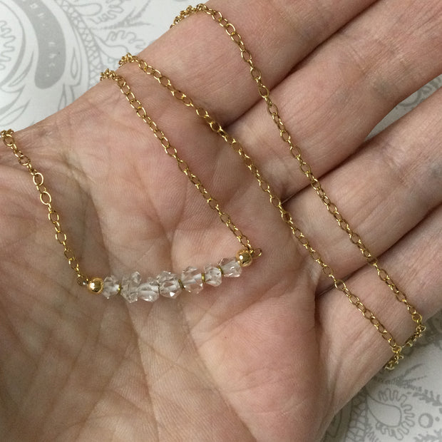 Selena/18” Herkimer Diamonds Gold Necklace