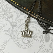 Rafe/18” Silver Crown & Gunmetal Necklace