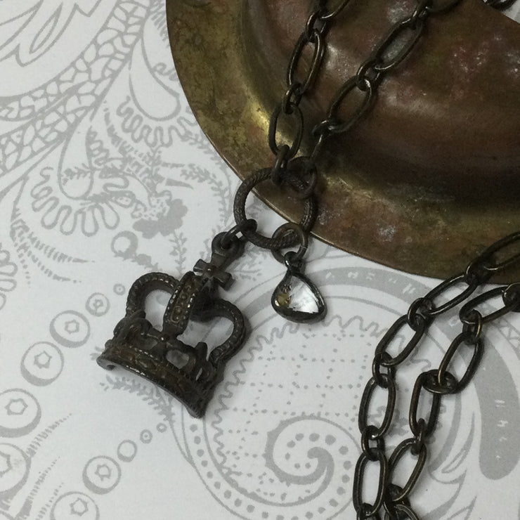 Haley/20” Crown Gunmetal Necklace