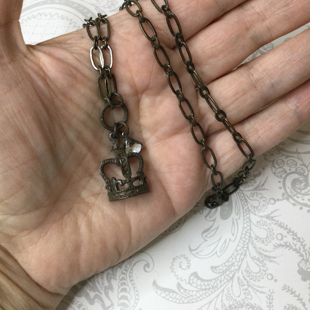 Haley/20” Crown Gunmetal Necklace
