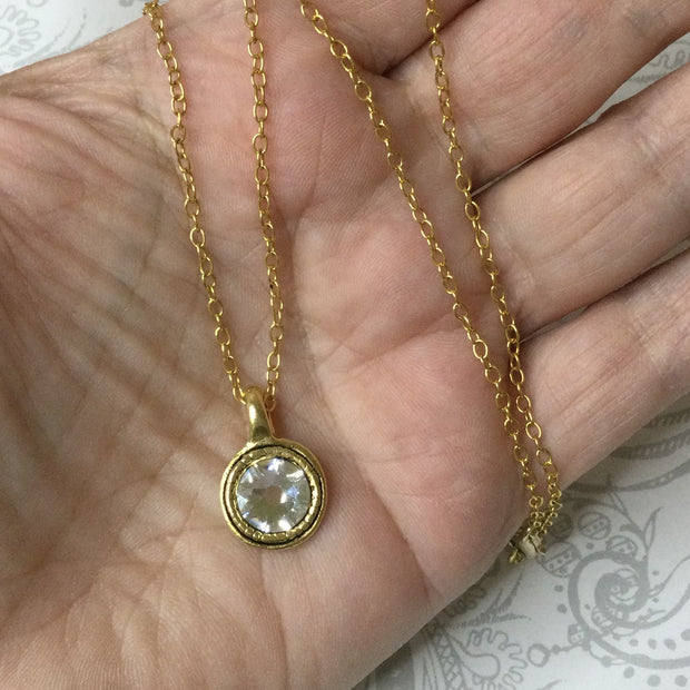 Leah/20” Crystal Gold Necklace