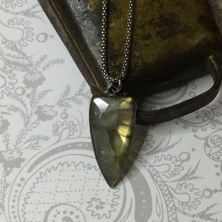 McKenna/18” Labradorite Gunmetal & Sterling Silver Necklace