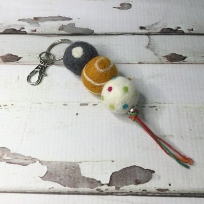 Wooly Buds KeyChain :: Grey/Saffron/Confetti