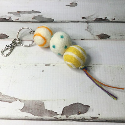 Wooly Buds KeyChain :: Orange/Teal/Yellow