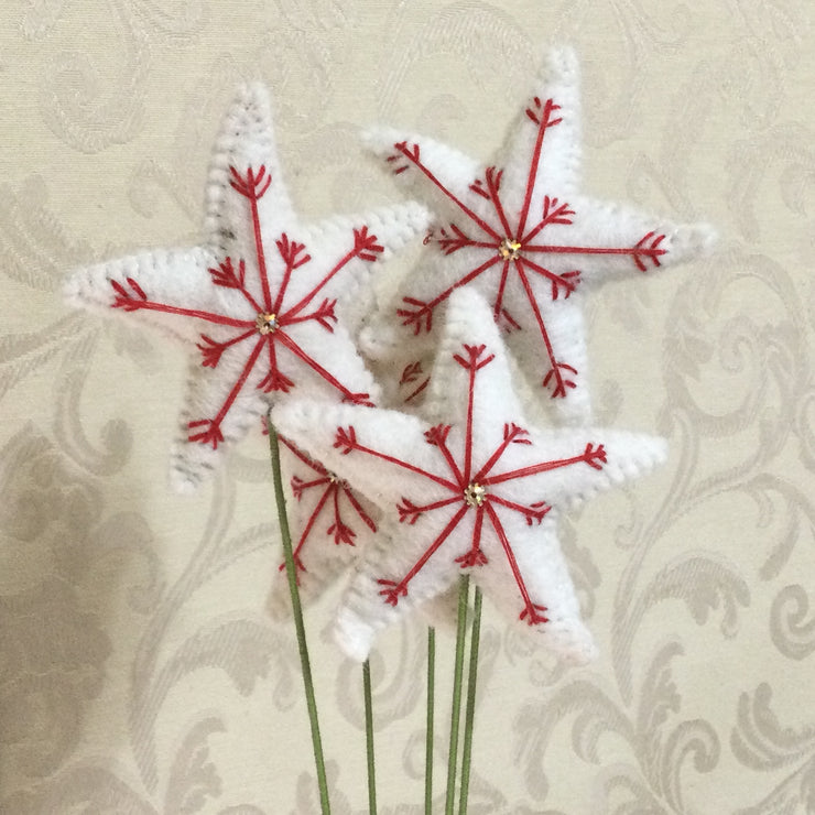 Wooly White Christmas Star on 18" Stem/Christmas