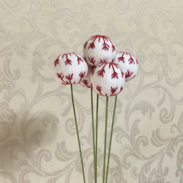 Wooly White Snowflake Ball on 18" Stem/Christmas