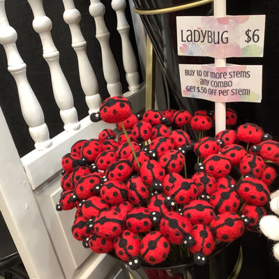 LadyBug/Wool Buddy on 18" Stem