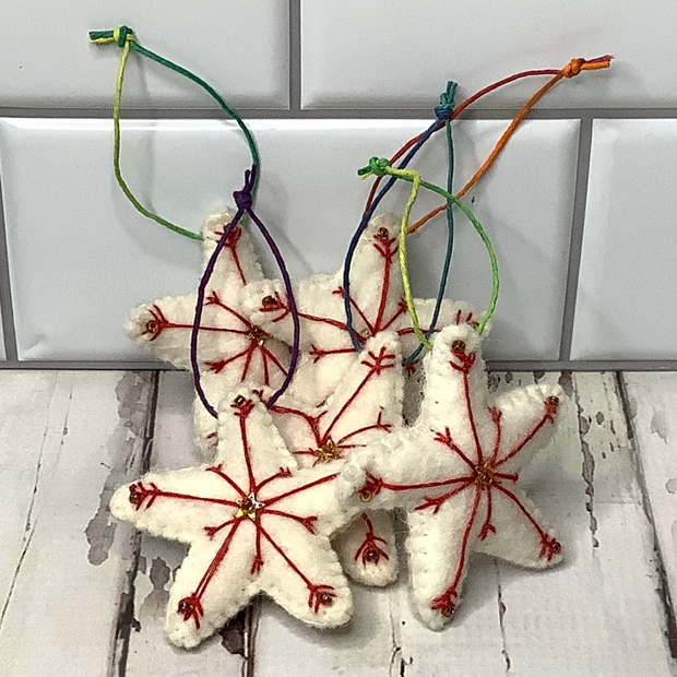 Wooly White Star Ornament