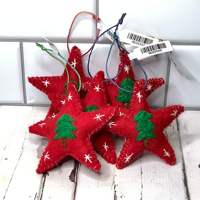 Wooly Red Star Ornament
