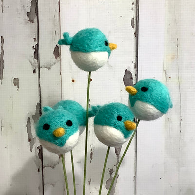 Birdy-Turquoise/Wool Buddy on 18" Stem