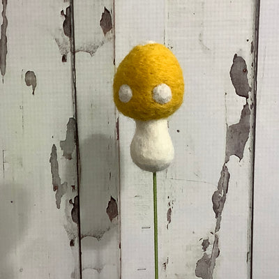 Mushroom-Marigold/Wool Buddy on 18" Stem