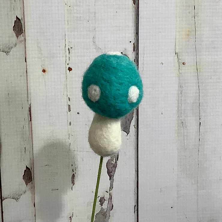Mushroom-Robin's Egg Blue/Wool Buddy on 18" Stem