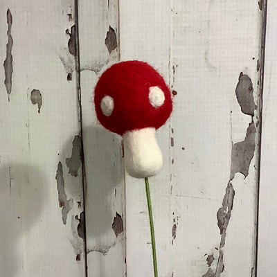 Mushroom-Red/Wool Buddy on 18" Stem