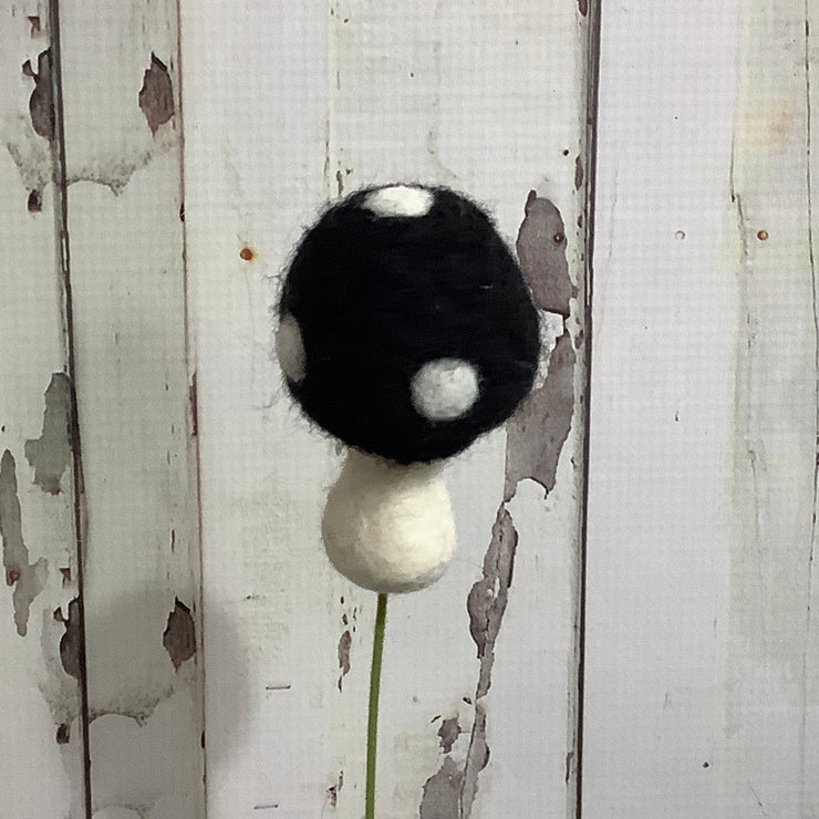 Mushroom-Black/Wool Buddy on 18" Stem