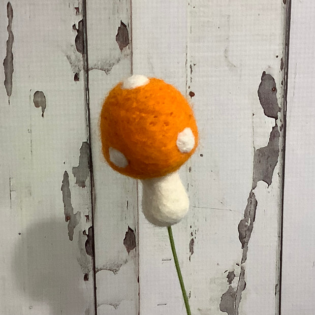Mushroom-Light Orange/Wool Buddy on 18" Stem