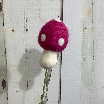 Mushroom-Fuschia/Wool Buddy on 18" Stem