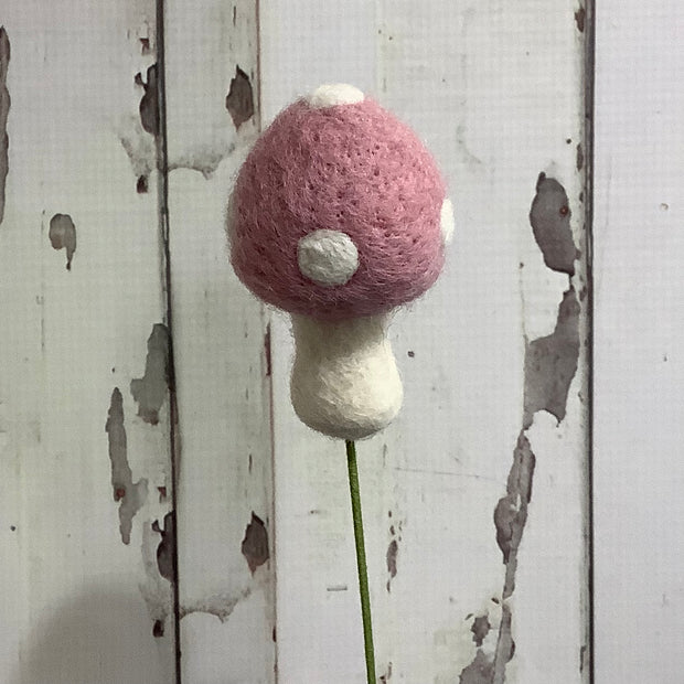 Mushroom-Dusty Pink/Wool Buddy on 18" Stem