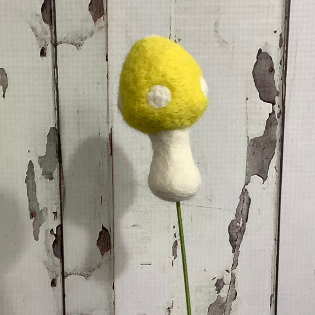 Mushroom-Yellow/Wool Buddy on 18" Stem