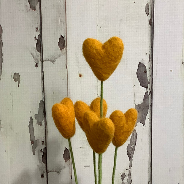 Heart-Saffron/Wool Buddy on 18" Stem