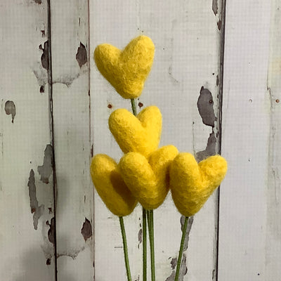 Heart-Yellow/Wool Buddy on 18" Stem