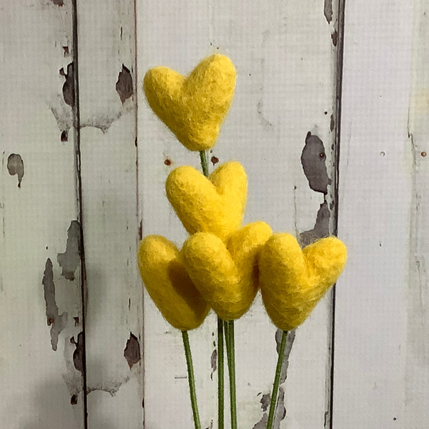 Heart-Yellow/Wool Buddy on 18" Stem