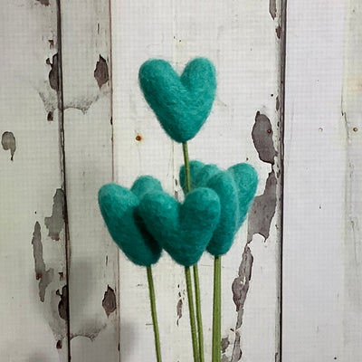 Heart-Aquamarine/Wool Buddy on 18" Stem