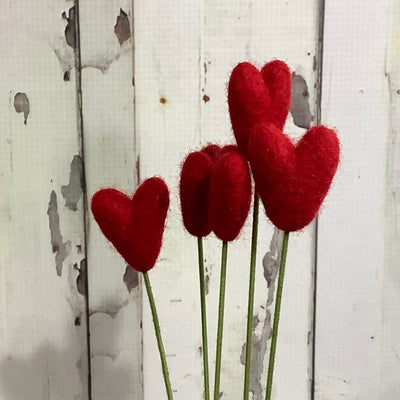 Heart-Red/Wool Buddy on 18" Stem