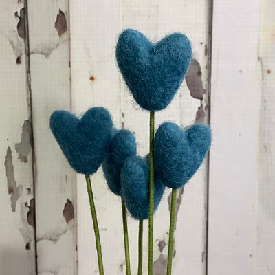 Heart-Blue/Wool Buddy on 18" Stem