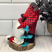 Moxie-LadyBug Gnome & Flora on Natural Wood Base