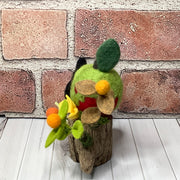 Poison Apple & Bat with Flora on Natural Wood Base/Halloween