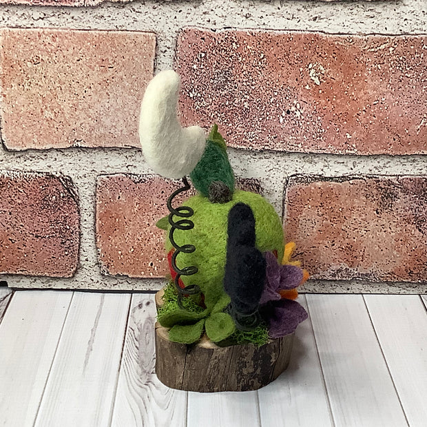 Poison Apple, Moon & Bat with Flora on Natural Wood Base/Halloween