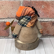 Autumn Gnome, Spider, Pumpkin & Flora on Natural Wood Base/Halloween