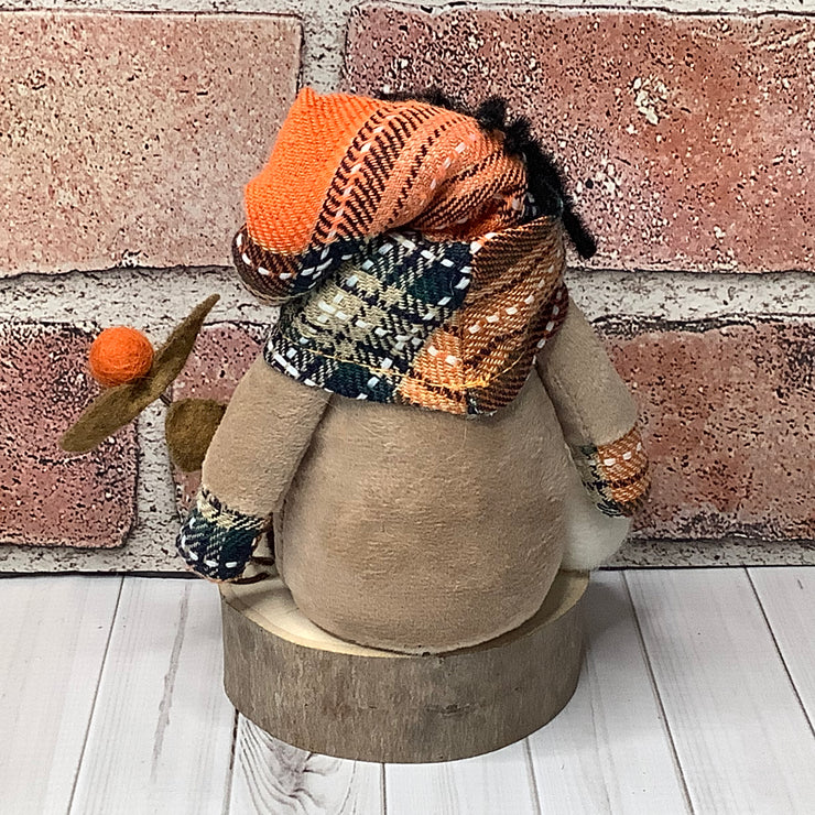 Autumn Gnome, Spider, Pumpkin & Flora on Natural Wood Base/Halloween