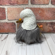 Aspen/Gnome with White Knit Hat & Flora on Natural Wood Base