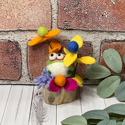 Thistle/Wooly Frog & Flora on Natural Wood Base