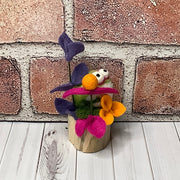 Larkspur/Wooly Frog & Flora on Natural Wood Base