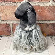 Jasper/Black & White Plaid Hat with a Pumpkin & Flora on Natural Wood Base