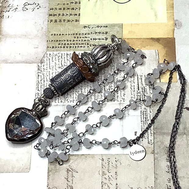 NOWS/32” Sterling Anne Choi Pendant Rainbow Moonstone Gold Necklace