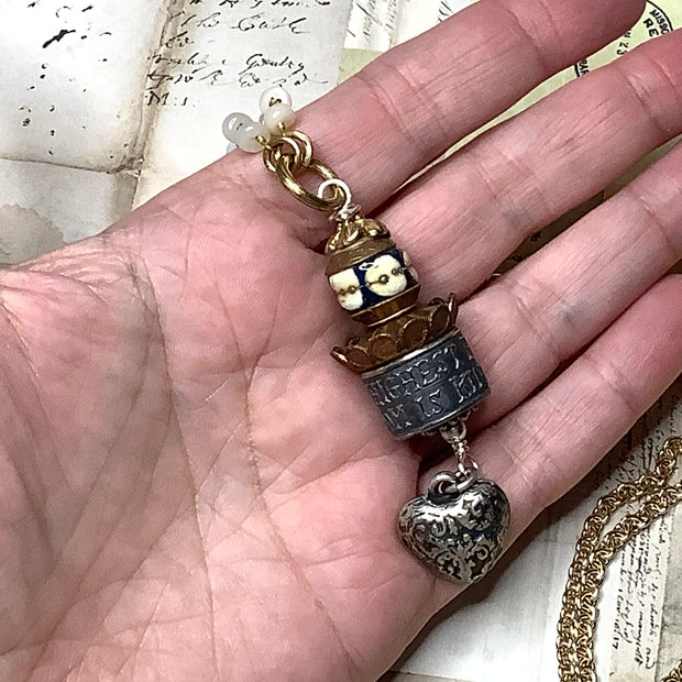 Wisdom/34” Sterling Anne Choi Pendant Ethiopian Opal Gold Necklace