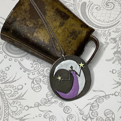 18" Lavender Moon Goddess Pendant Sterling Necklace