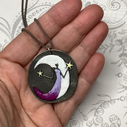 20" LavenderPlum Moon Goddess Pendant Sterling Necklace