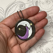 18" Lavender Moon Goddess Pendant Sterling Necklace