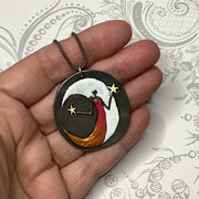 18" RoseGold Moon Goddess Pendant Sterling Necklace